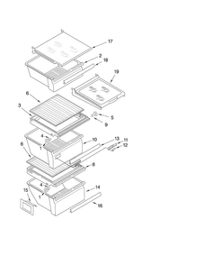 Refrigerator Shelf Parts Diagram and Parts List for MSD2553WEB00  Maytag Refrigerator