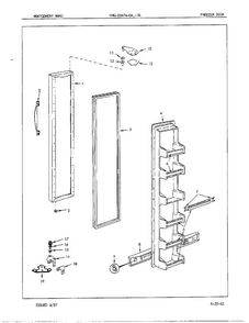 Freezer Door Assembly Diagram and Parts List for 22474A  Admiral Refrigerator