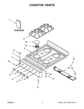 02 - Cooktop Parts Diagram and Parts List for AGG222VDW3  Amana Range