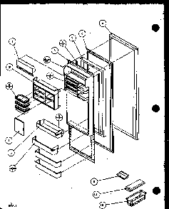Refrigerator Door Diagram and Parts List for SX25M2L-P1154902WL  Amana Refrigerator
