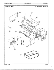 Ice Maker Diagram and Parts List for 22494-OA  Admiral Refrigerator