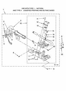 8318272 Burner Assembly, Optional Parts (not Included) Diagram and Parts List for NGD4800VQ0  Amana Dryer