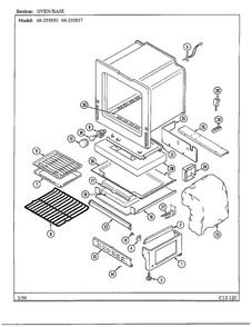 Oven/base Diagram and Parts List for 68-255857  Magic Chef Range