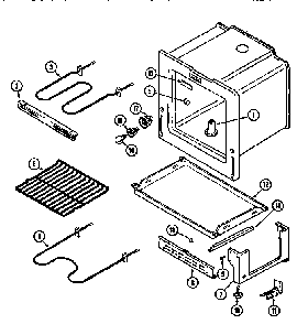 Oven/base Diagram and Parts List for MER4820AAW  Maytag Range