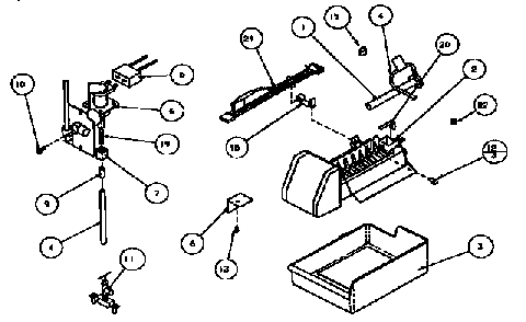 Icemaker Add On Diagram and Parts List for TX21R-P1157605W  Amana Refrigerator