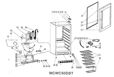 Cabinet Parts Diagram and Parts List for MCWC50DST  Magic Chef Wine and Beverage Cooler