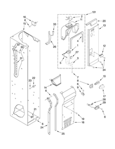 Freezer Liner And Air Flow Parts Diagram and Parts List for JS48NXFXDW00  Jenn-Air Refrigerator