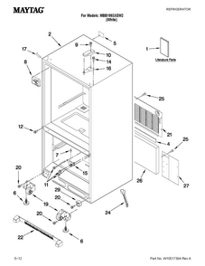 Cabinet Parts Diagram and Parts List for MBB1953XEW2  Maytag Refrigerator