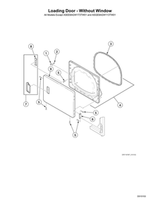 Loading Door-Without Window Diagram and Parts List for ADEE9RGS173TW01  Speed Queen Dryer