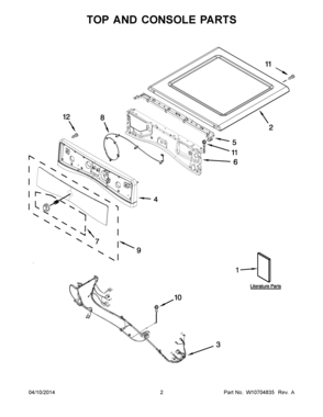 02 - TOP AND CONSOLE PARTS Diagram and Parts List for YNED5800DW0  Maytag Dryer