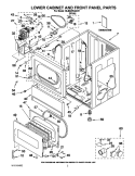 LOWER CABINET AND FRONT PANEL PARTS Diagram and Parts List for MLE24PDAZW1  Maytag Dryer