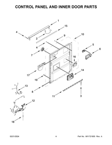 Control Panel And Inner Door Parts Diagram and Parts List for MDB4949SKB3  Maytag Dishwasher