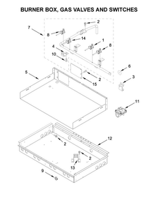 Burner Box, Gas Valves And Switches Diagram and Parts List for JGCP430WP02  Jenn-Air Cooktop