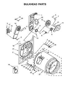 Bulkhead Parts Diagram and Parts List for VED6505GW0  Crosley Dryer