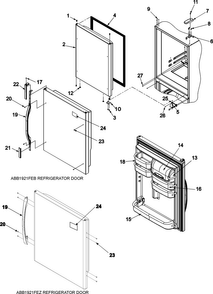 Refrigerator Door Diagram and Parts List for ABB1921FEB0  Amana Refrigerator