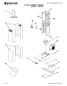 Hood Parts Diagram and Parts List for JXI8242WS0  Jenn-Air Range Hood