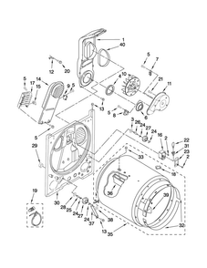Bulkhead Parts Diagram and Parts List for 7MMEP0080WW1  Maytag Dryer