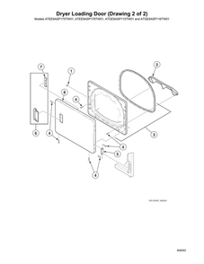 Dryer Loading Door 2 Diagram and Parts List for ATGE9ASP115TW01  Speed Queen Washer Dryer Combo