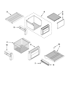 Freezer Shelf Parts Diagram and Parts List for JS42NXFXDW02  Jenn-Air Refrigerator
