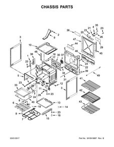 Chassis Parts Diagram and Parts List for JIS1450DS1  Jenn-Air Range