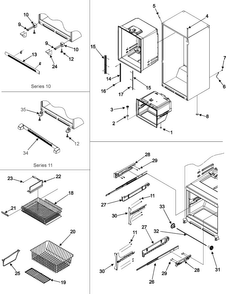 Interior Cabinet Toe Grille Frz Shelves Diagram and Parts List for JFC2089HPR  Jenn-Air Refrigerator