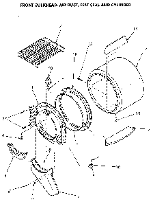 Front Bulkhead Diagram and Parts List for NE6813L43838  Speed Queen Dryer