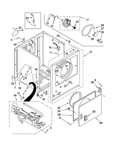Cabinet Parts Diagram and Parts List for 7MMGP0035WQ0  Maytag Dryer
