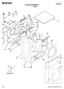 Top And Cabinet Parts Diagram and Parts List for MHWE500VW10  Maytag Washer