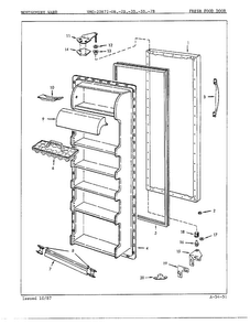 Fresh Food Door Diagram and Parts List for 20872A  Admiral Refrigerator
