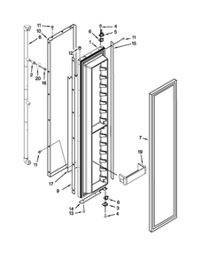 Freezer Door Parts Diagram and Parts List for JS48SEDUDW15  Jenn-Air Refrigerator