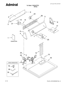 Top And Console Parts Diagram and Parts List for YAED4475TQ1  Admiral Dryer