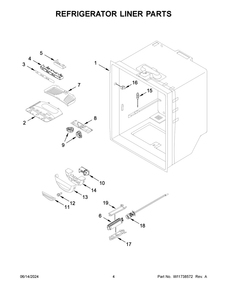 Refrigerator Liner Parts Diagram and Parts List for MRFF4136RZ01  Maytag Refrigerator