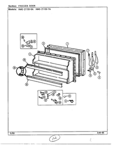 Freezer Door Diagram and Parts List for 21133-A  Admiral Refrigerator
