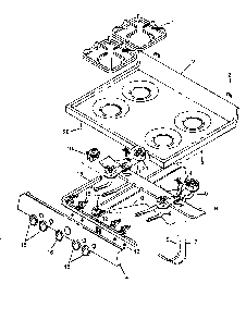 Main Top Assembly Diagram and Parts List for SNP26CB0 P1143191NW Caloric Range