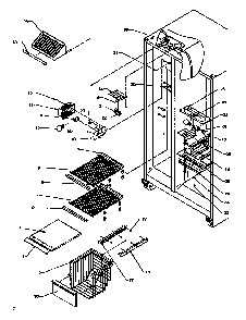 Freezer Shelfs/refrigerator Light Diagram and Parts List for SXD19NL-P1168802WL  Amana Refrigerator