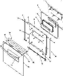 Oven Door Diagram and Parts List for ARG7300W-P1143320NW  Amana Range