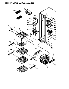 Freezer Shelving And Refrigerator Light Diagram and Parts List for SX25S-P1198902WL  Amana Refrigerator