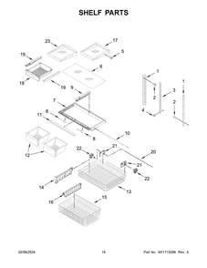 Shelf Parts Diagram and Parts List for ABB1924BRW05  Amana Refrigerator