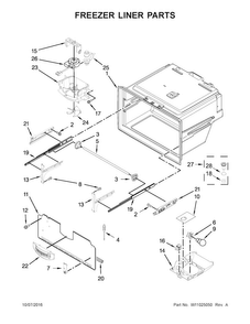 Freezer Liner Parts Diagram and Parts List for MFI2269FRZ02  Maytag Refrigerator