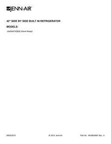 Cover Sheet Diagram and Parts List for JS42NXFXDE00  Jenn-Air Refrigerator