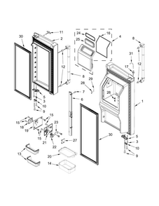 Refrigerator Door Parts Diagram and Parts List for JFX2897DRP02  Jenn-Air Refrigerator