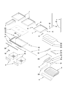 Shelf Parts Diagram and Parts List for MFI2670XEM5  Maytag Refrigerator
