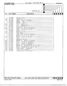 Gas Dryer/ Backguard Page 2 Diagram and Parts List for 8375A REV E Norge Dryer