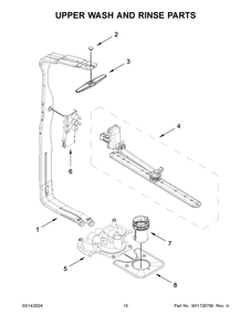 Upper Wash And Rinse Parts Diagram and Parts List for JDPSS244PL1  Jenn-Air Dishwasher