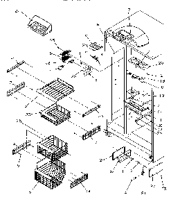 Freezer Shelving & Ref Light Diagram and Parts List for SRDE27S3W-P1190601WW  Amana Refrigerator