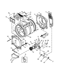 Bulkhead Parts Diagram and Parts List for MGDB835DW1  Maytag Dryer