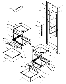 Refrigerator Shelving And Drawers Diagram and Parts List for SXD22Q2L-P1181308WL  Amana Refrigerator