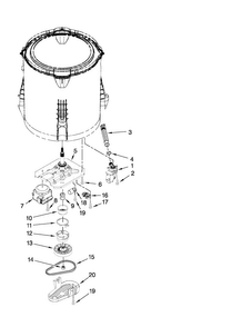Gearcase, Motor And Pump Parts Diagram and Parts List for CAW9444XQ2  Crosley Washer