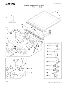 Top And Console Parts Diagram and Parts List for MGDE300VW1  Maytag Dryer