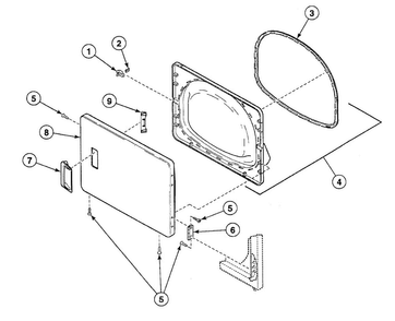 Door Assy Diagram and Parts List for SSE307LF1500  Speed Queen Dryer